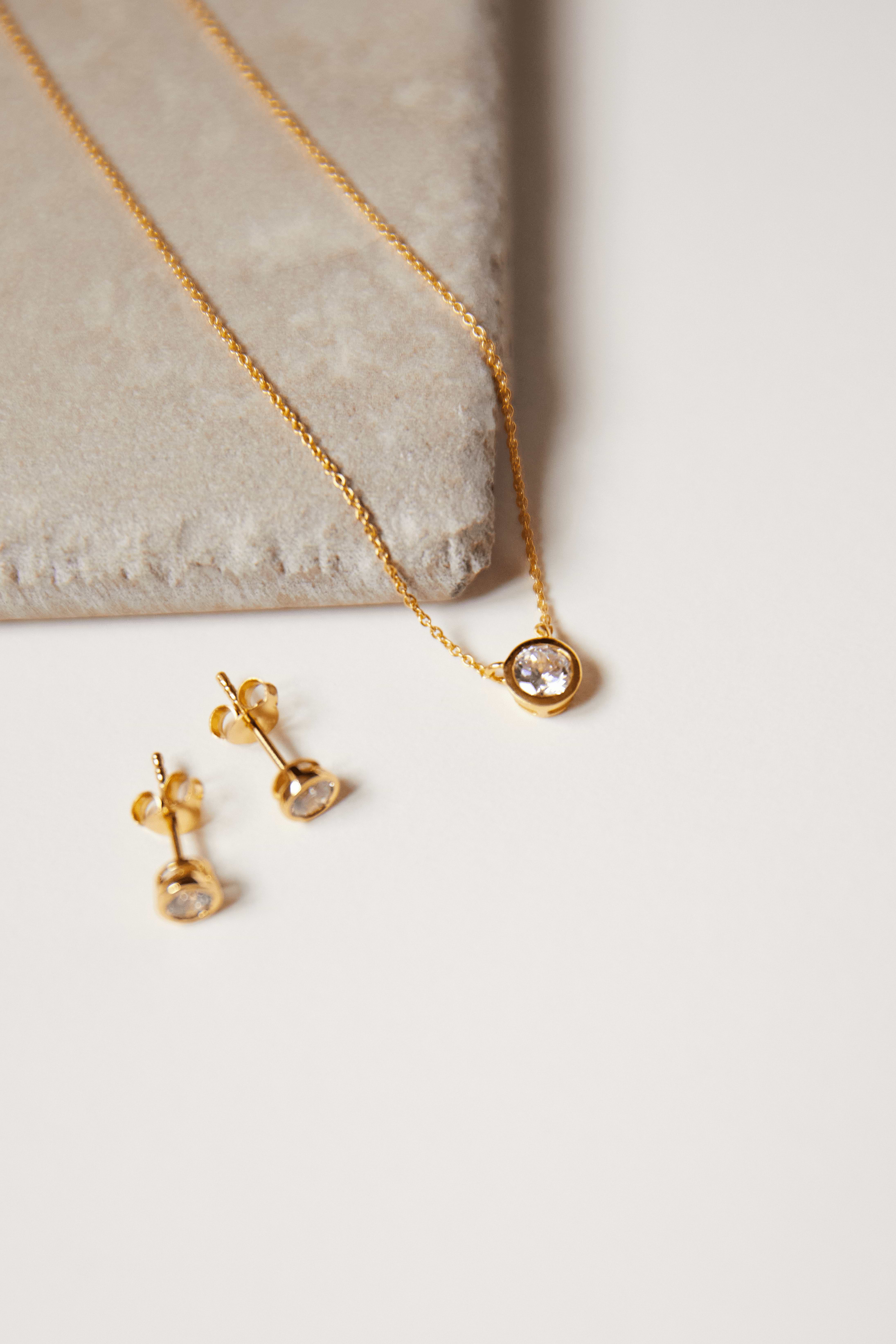 Zyanna Gem Stone Necklace - Recycled Silver Gold Plated