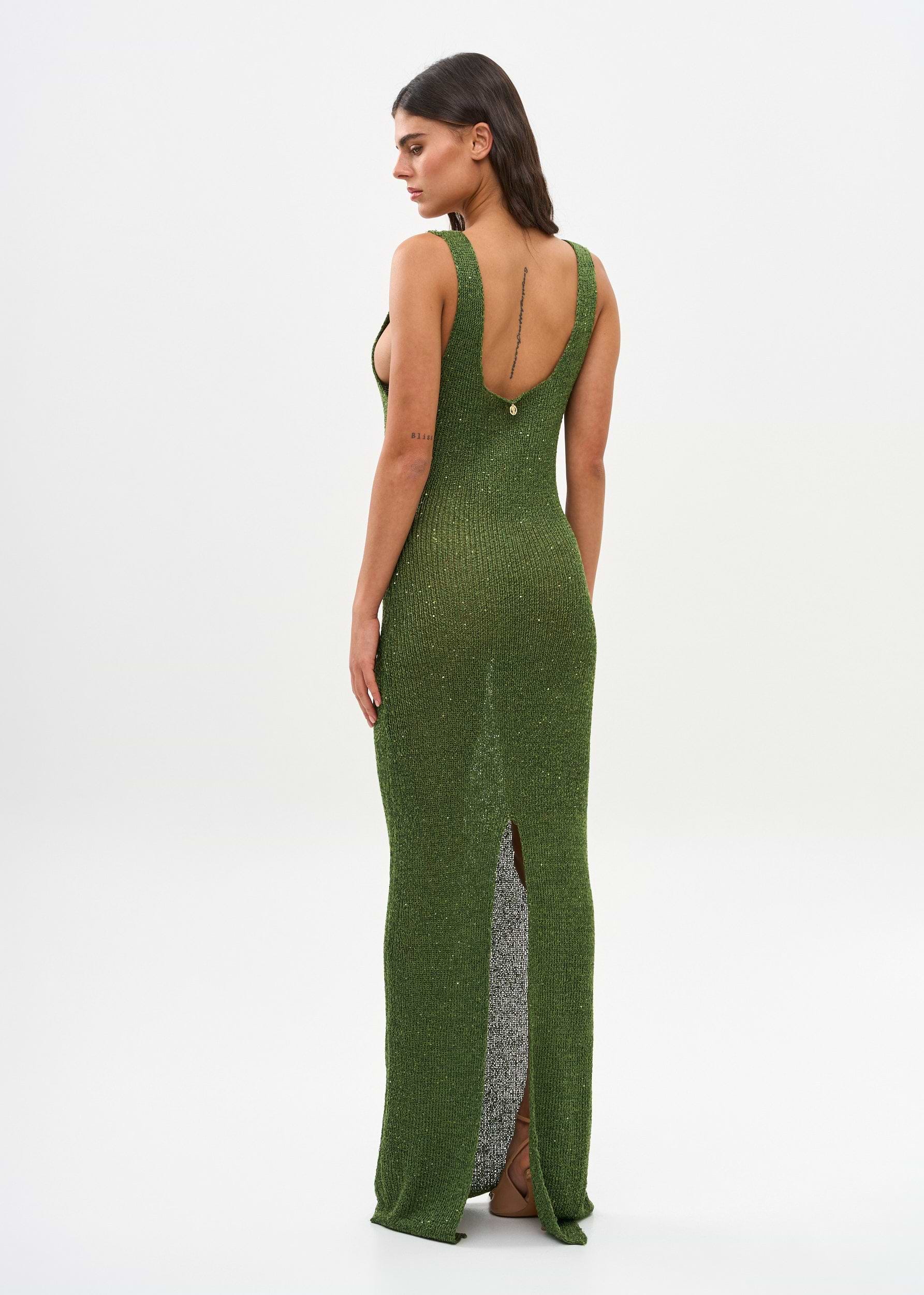 שמלות קיץ SHEILA GLITTER JUNGLE GREEN - DRESS