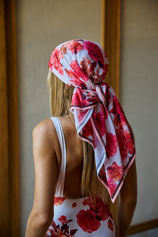 HEAD SCARF - ROMANTIC FLOWERS