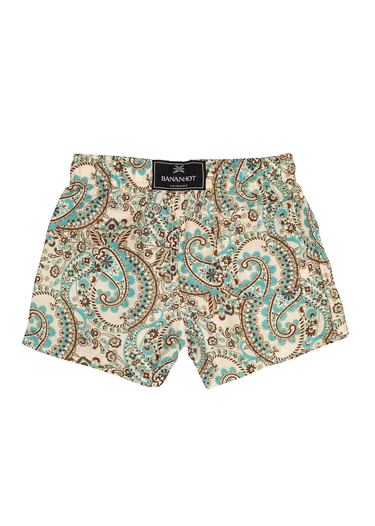 BOY SWIM SHORTS - TURQUOISE PAISLEY