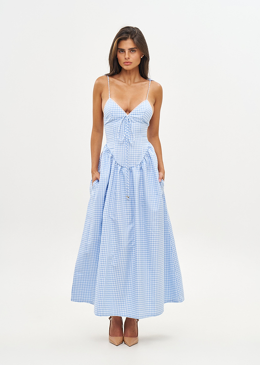 PALOMA LIGHT BLUE GINGHAM - DRESS