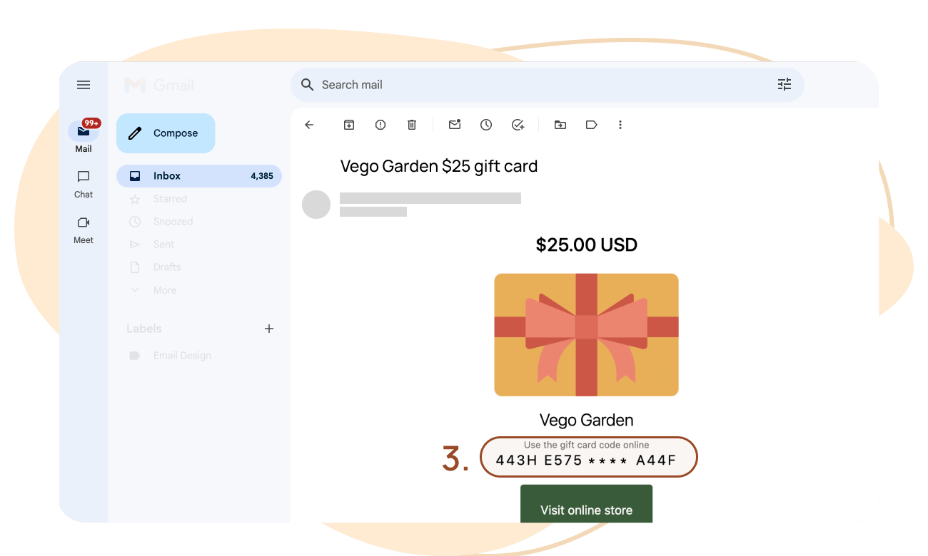 Receive Your Gift Card Code