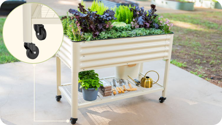 Elevated Garden Bed - 2' x 4' Wheels Included