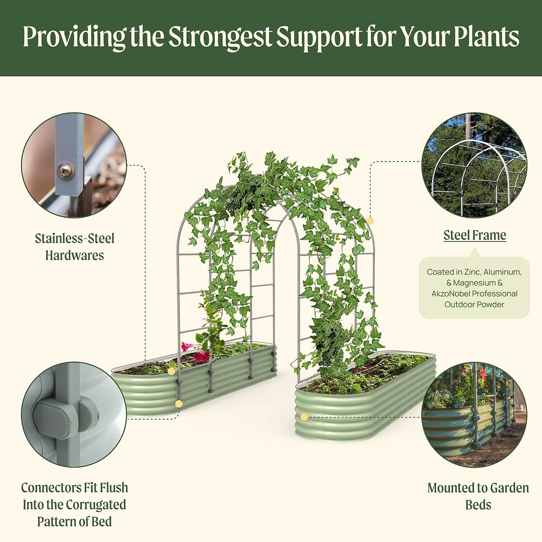 self-watering planter boxes with arch trellis Garden Arch Trellis: Elegant Garden Enhancement–Vego Garden
