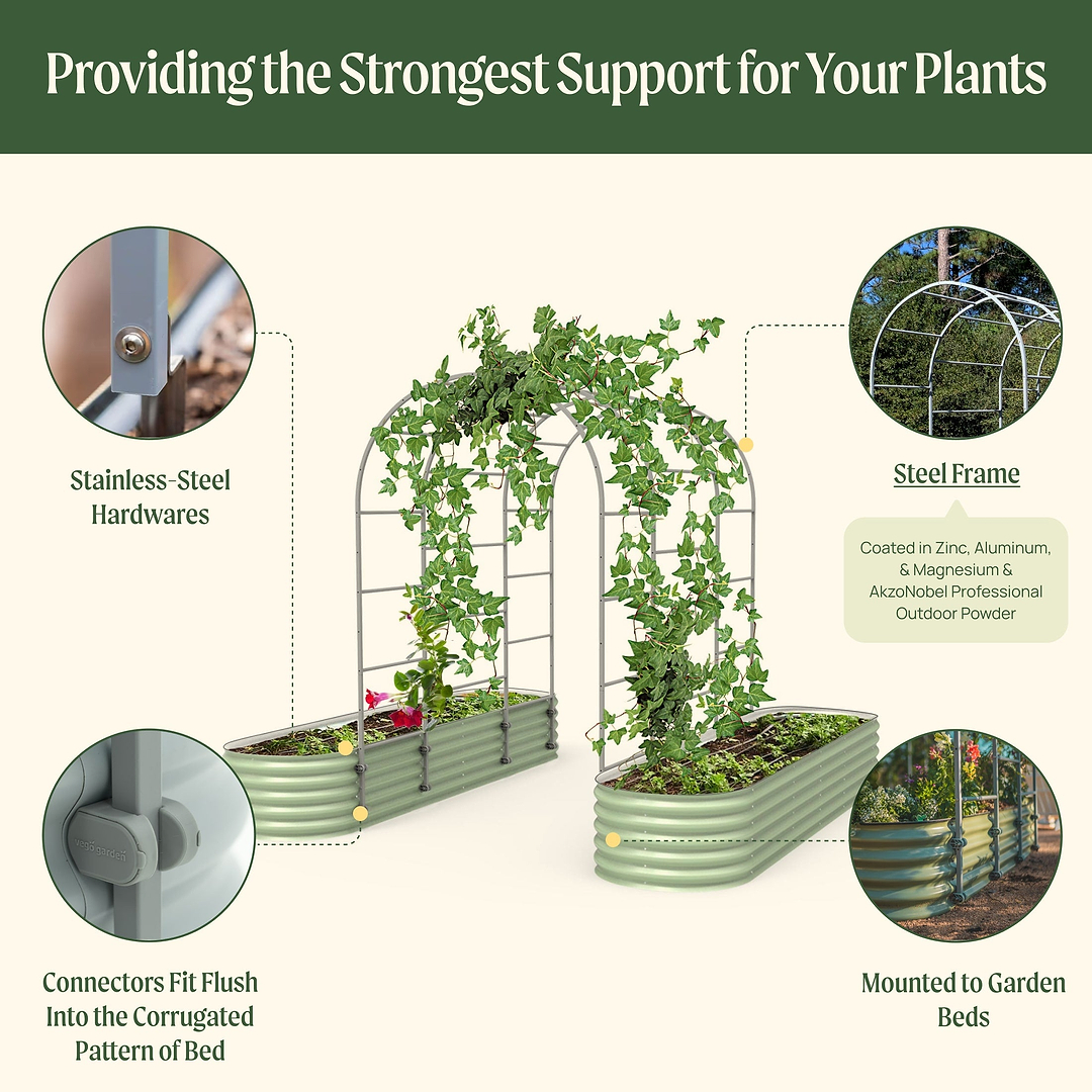 self-watering planter boxes with arch trellis Garden Arch Trellis: Elegant Garden Enhancement–Vego Garden