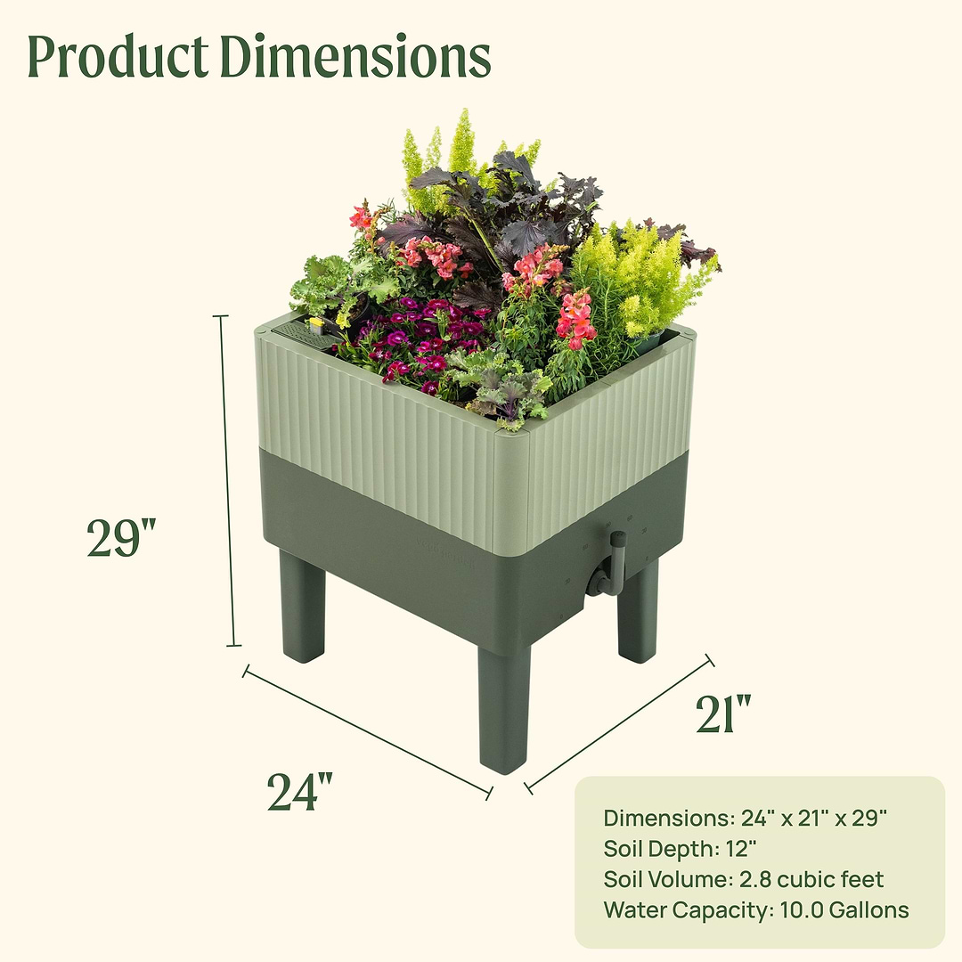 self-watering eco-stained elevated 2'x8' planter box EZCube Self-Watering Planter 21" x 24" Elevated