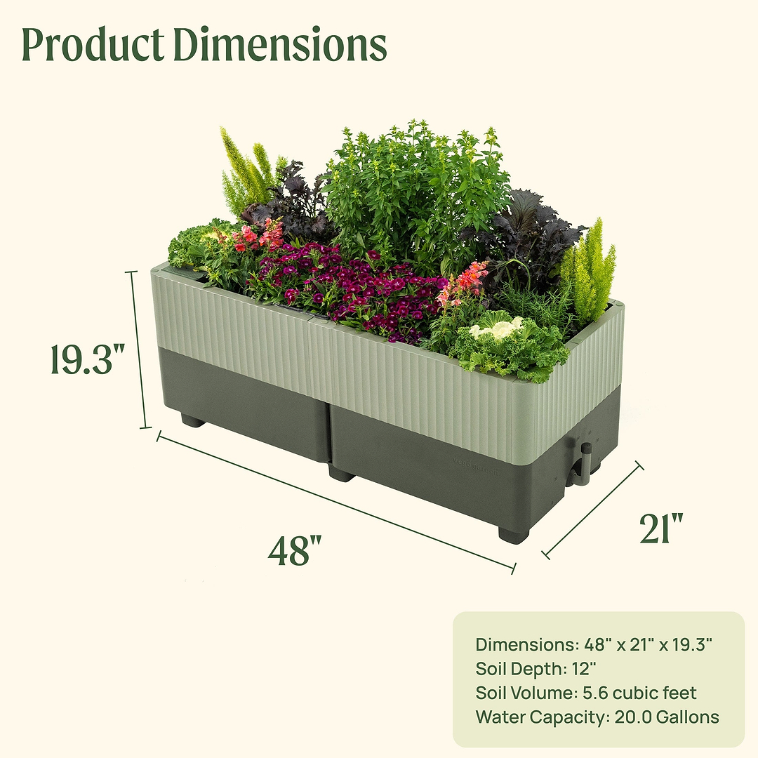 self-watering eco-stained elevated 2'x8' planter box EZCube Self-Watering Planter 21" x 48" Elevated