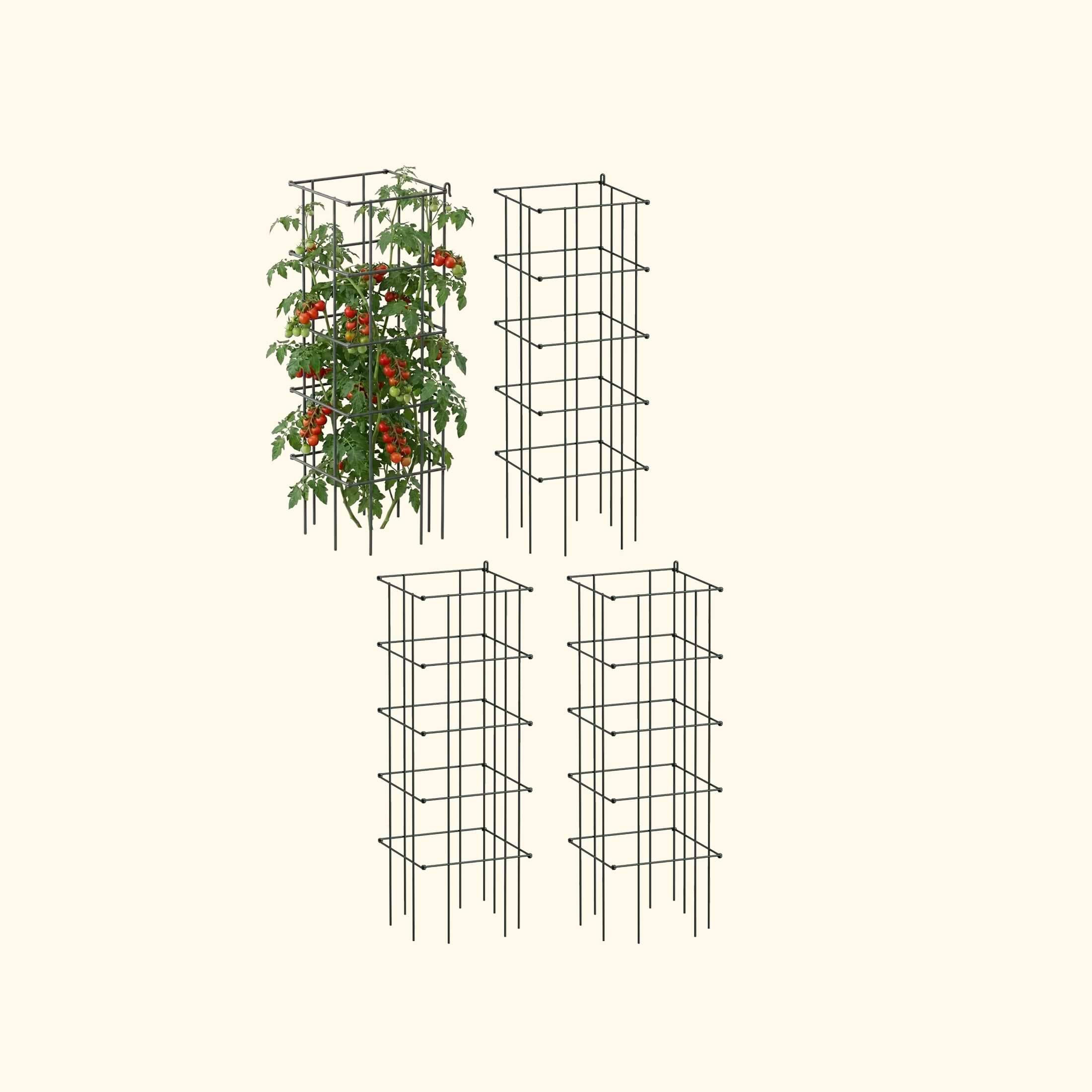 tomato plant pot with cage FlexGrow 11.5" Square Tomato Cage – Heavy-Duty Steel Plant Support