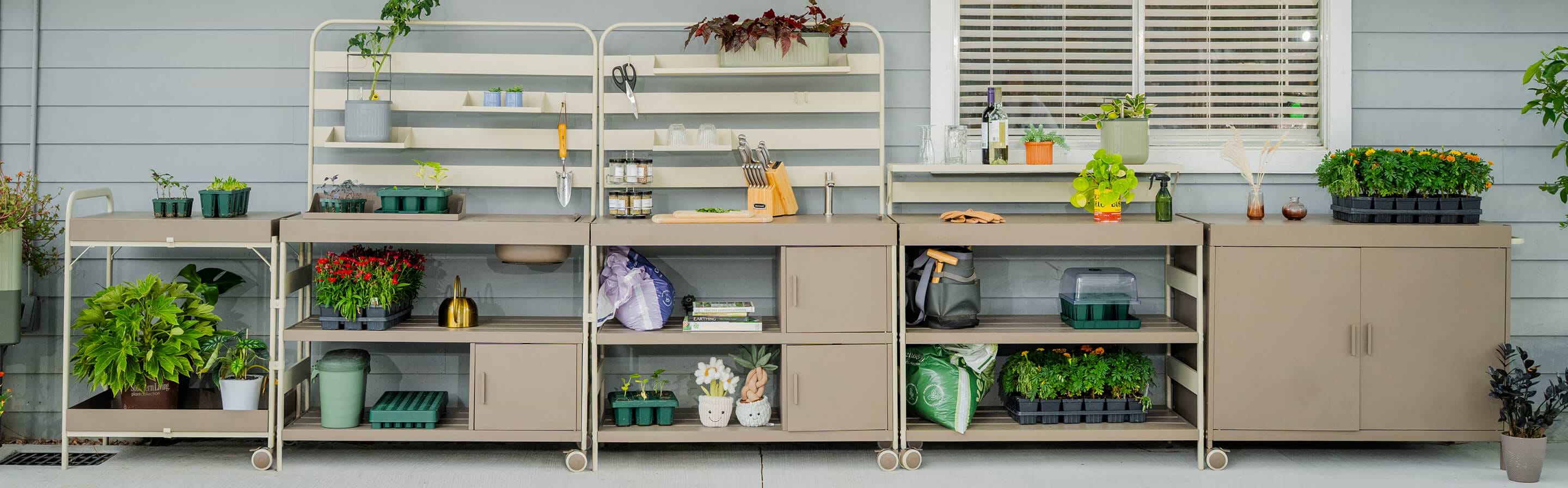 Hanging Rack Shelf Set | Wall-Mounted Garden Tool Organization