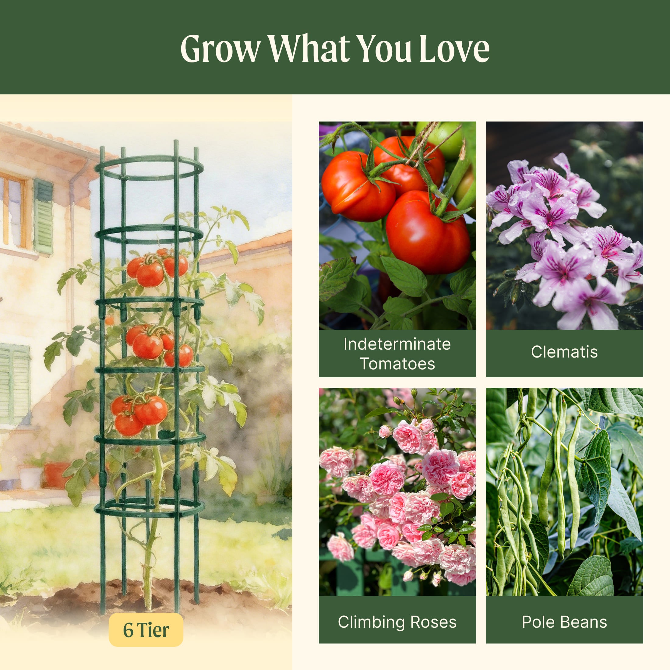 MaxGrow 6-Tier Tomato Tower 3-Pack | Tall Plant Cage