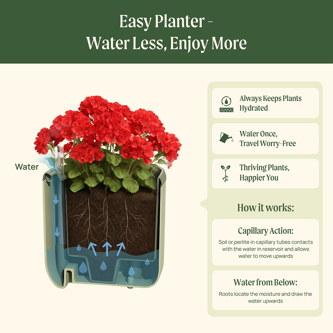 Self-Watering Mini Planter Pot with Trellis ｜ Vego Garden