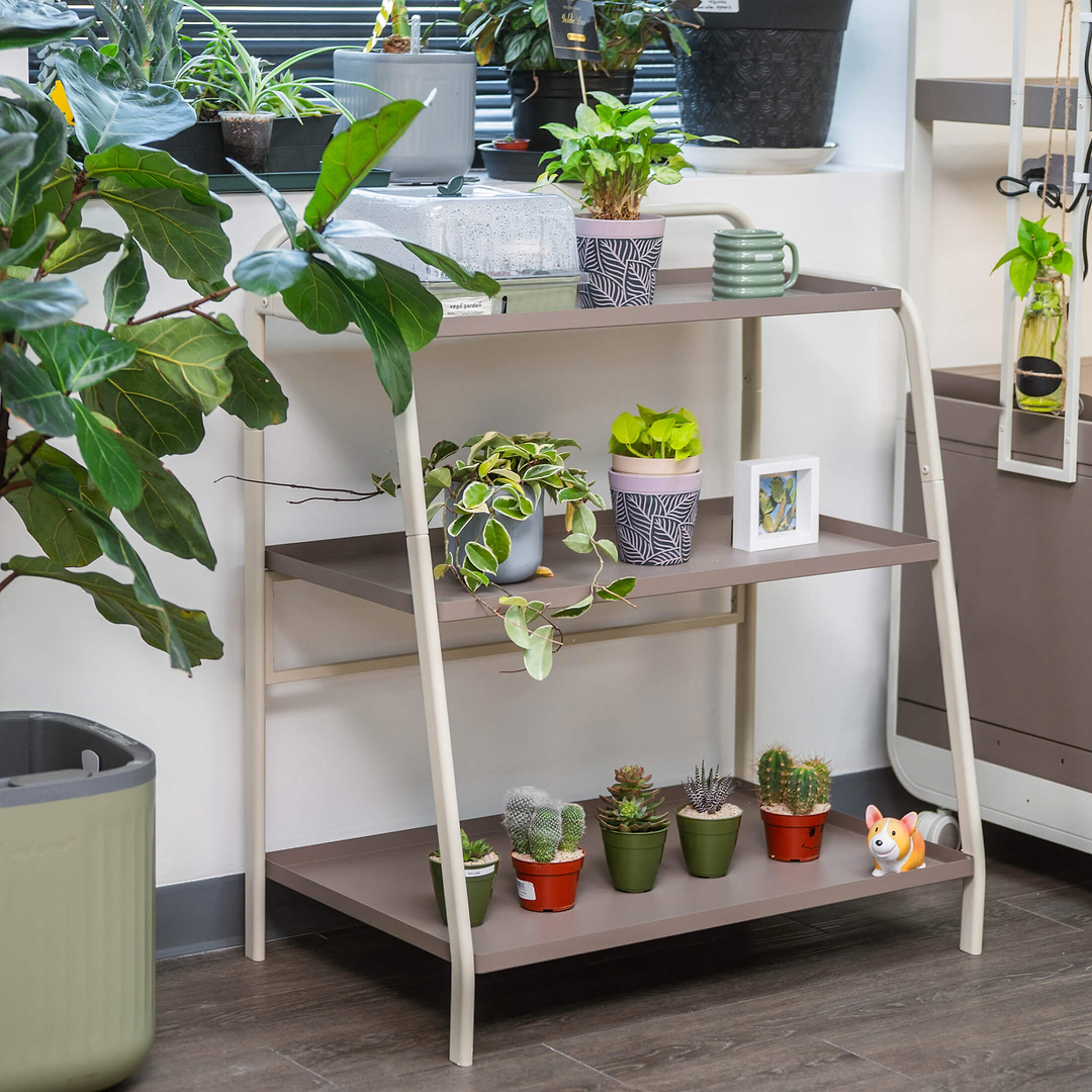 garden racks for plants 3-Tier Shelf Plant Stand - Compact Display Rack