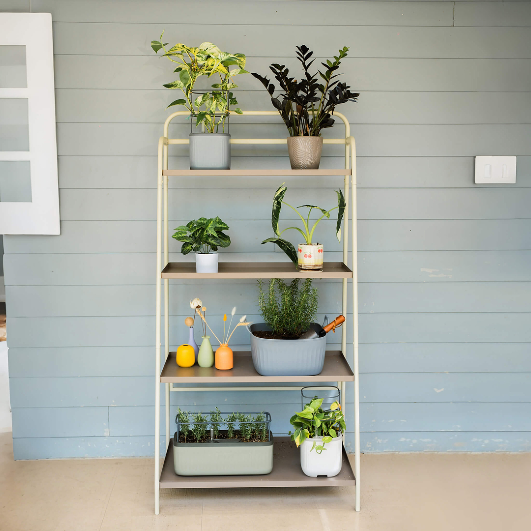 gray plant stand indoor 4-Tier Shelf Plant Stand - Indoor & Outdoor