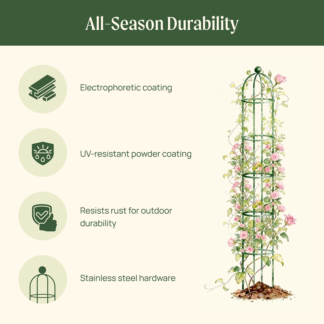 all year round trellis plants Round Obelisk Garden Trellis 7.6 ft