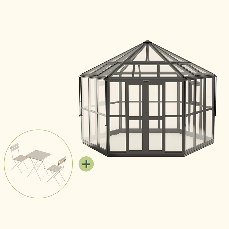 Vego Diamond Pavilion Greenhouse + Bistro Set | Vego Garden