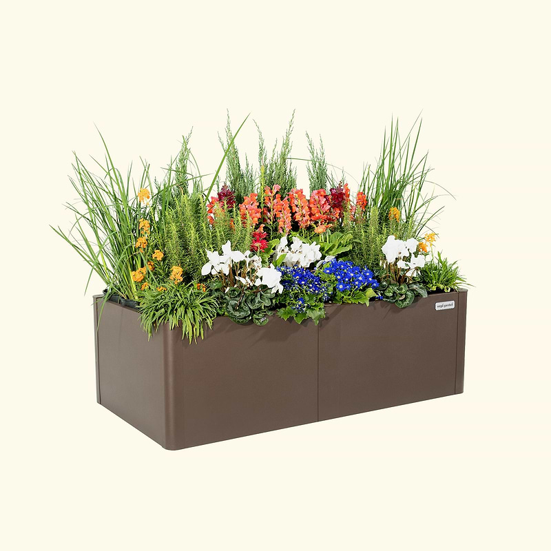 17" Tall 27" x 53" Modern Metal Raised Garden Bed |Vego Garden|Umber Brown