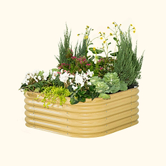 Vego Garden | 17" Tall 4 In 1 Modular Metal Raised Garden Bed Kit Sunlit Oak