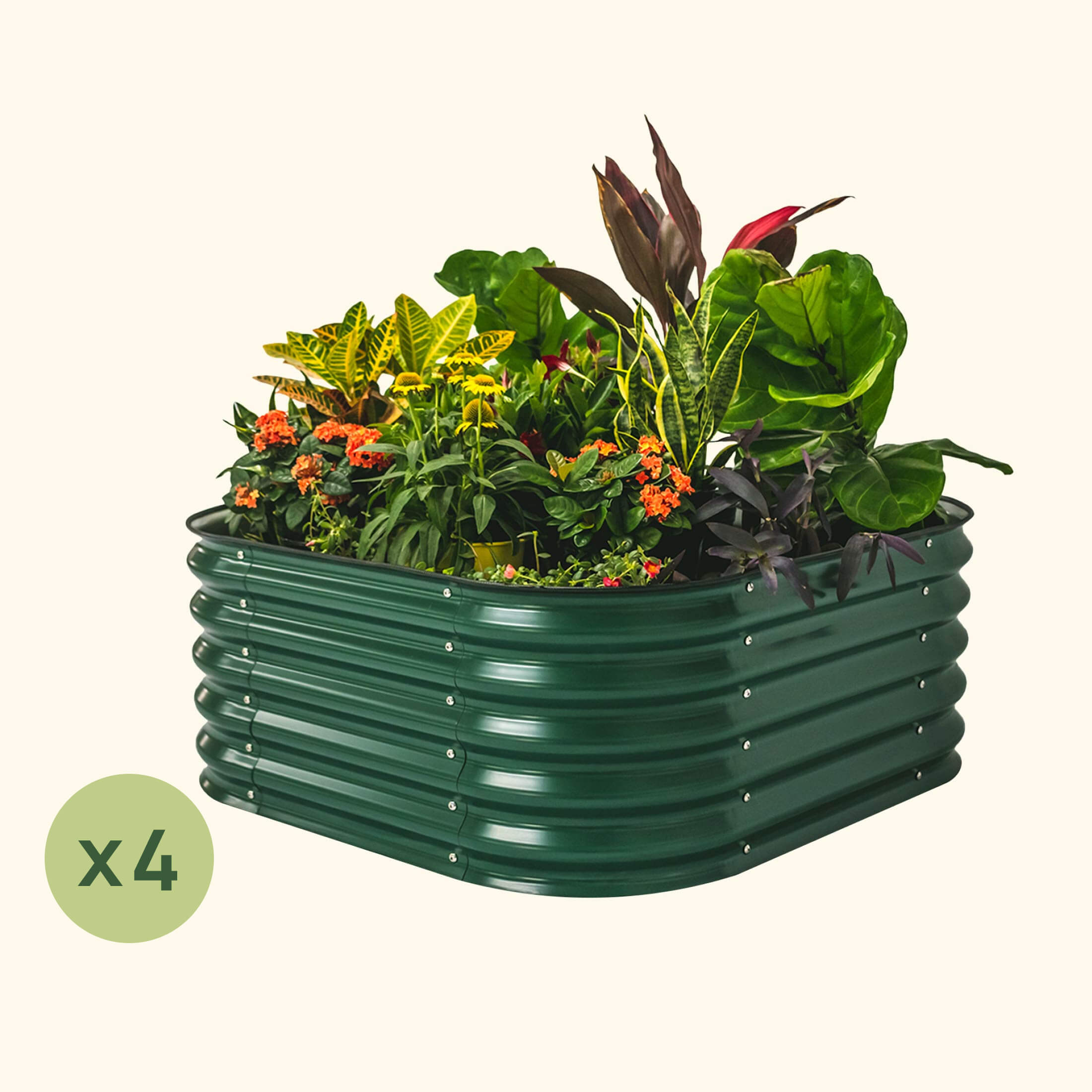 4-Pack 17" Tall 4 In 1 Small Modular Metal Raised Garden Bed Kit