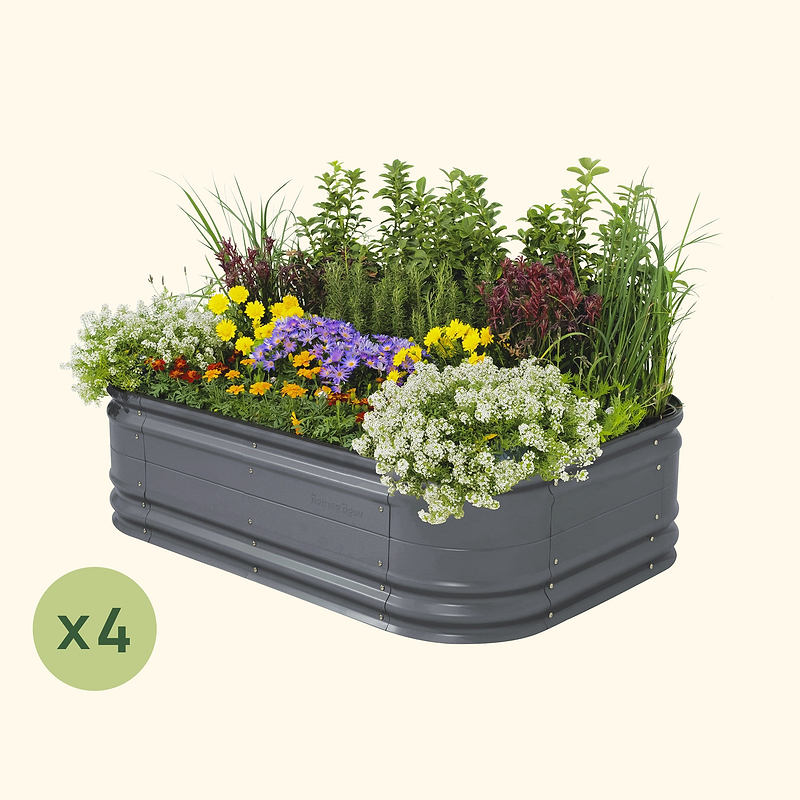 4-Pack 17" Tall 6 In 1 Medium Novel Modular Metal Raised Garden Bed Kit