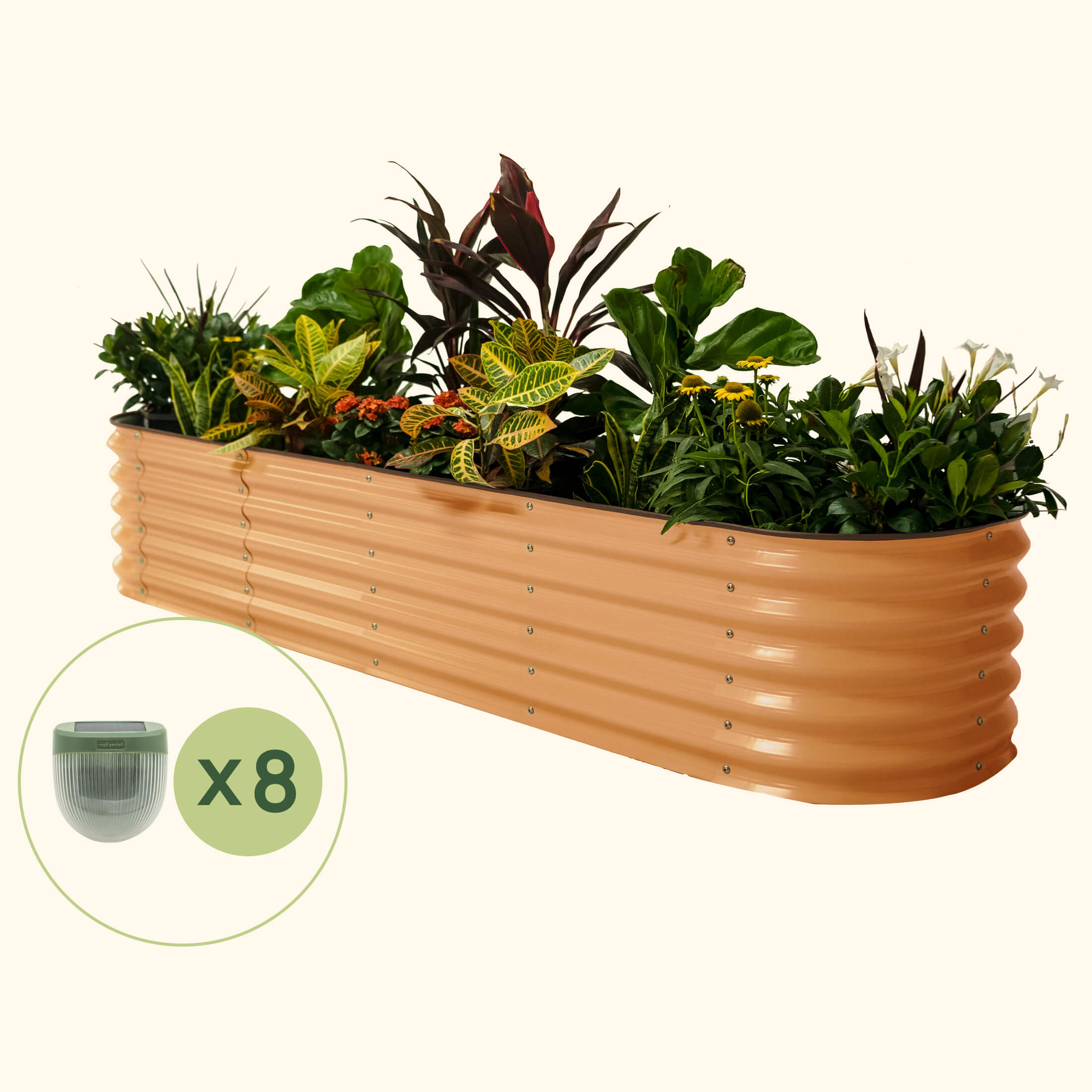 17" Tall 9 In 1 Bundle (Garden Bed+Solar Light) Terra Cotta | Vego Garden