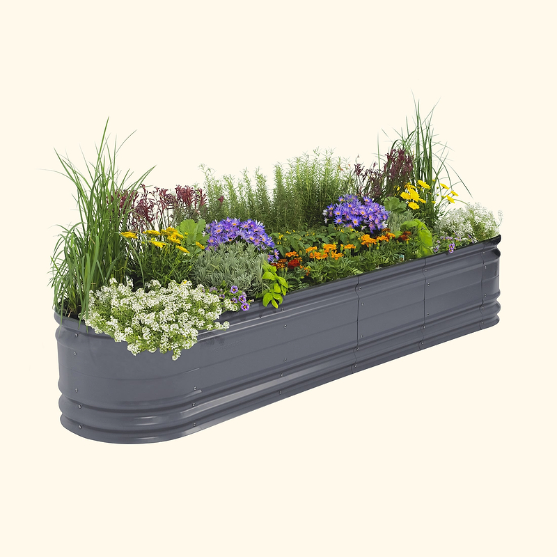 Vego Graden | 17" Tall 9 In 1 Novel Modular Metal Raised Garden Bed Kit Modern Gray