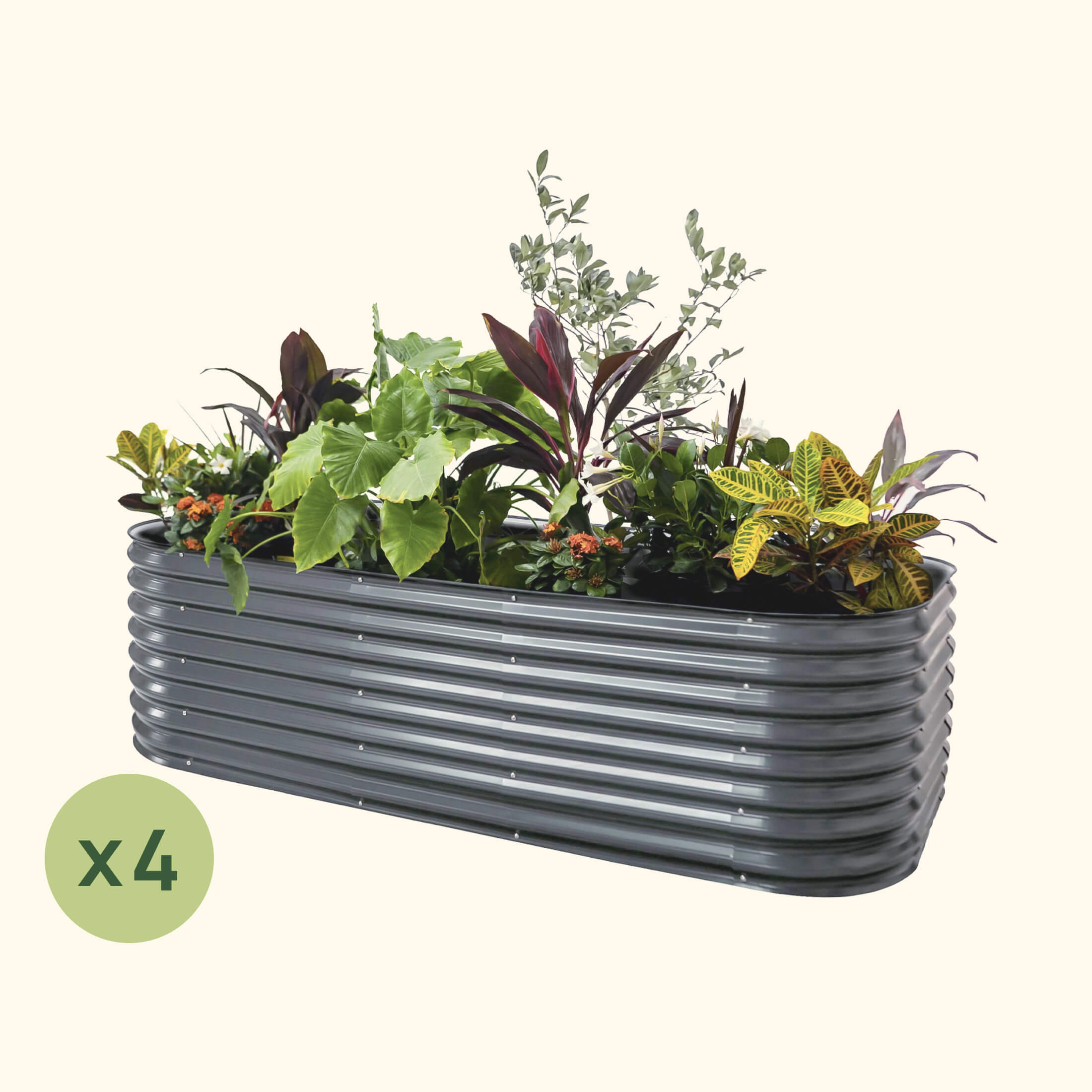 Vego Garden 26 Extra Talll 4-pack 10 In 1 Modular Metal Raised Garden Bed Kit-Modern Gray