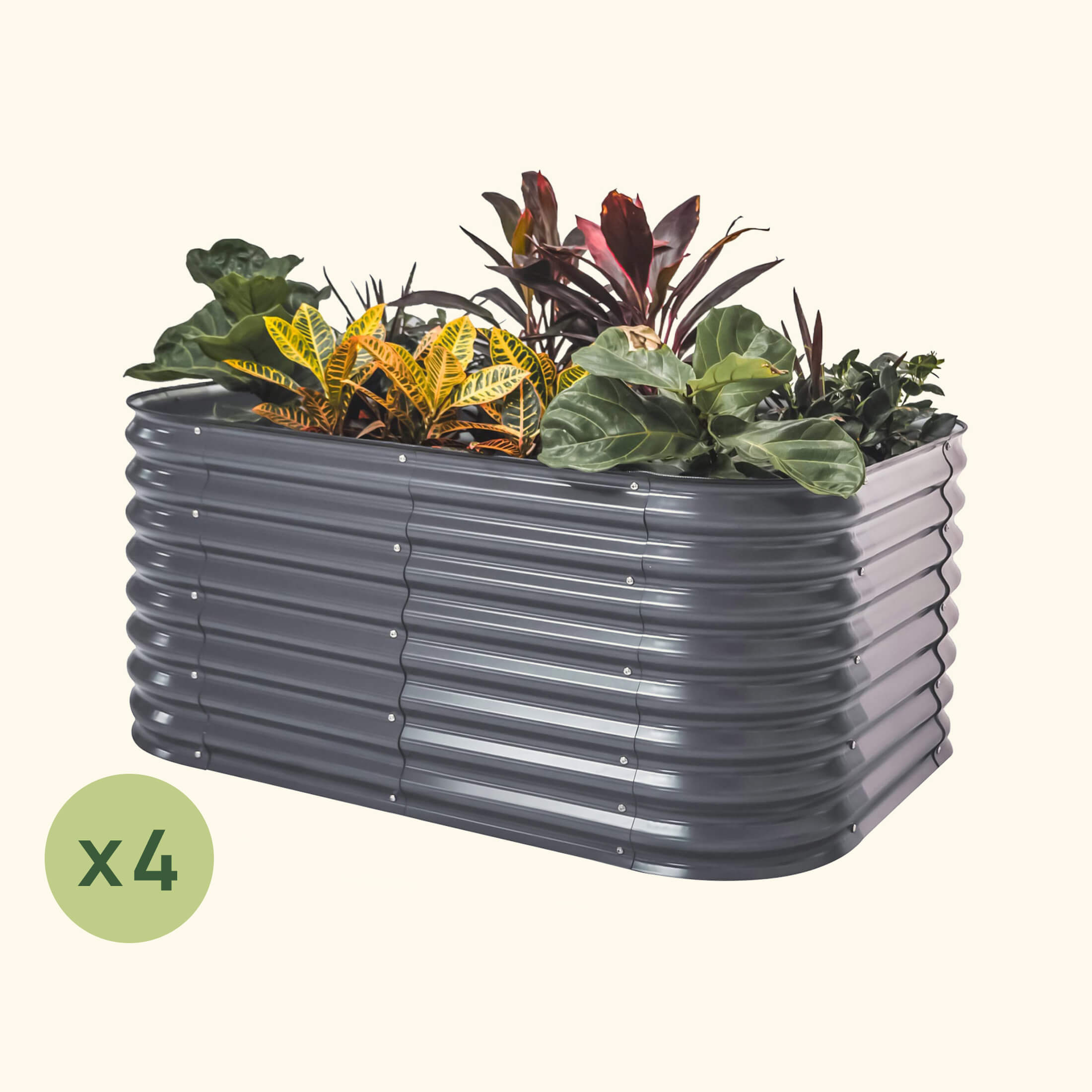 Vego Garden 26 Extra Talll 4-pack 6 In 1 Modular Metal Raised Garden Bed Kit-Modern Gray