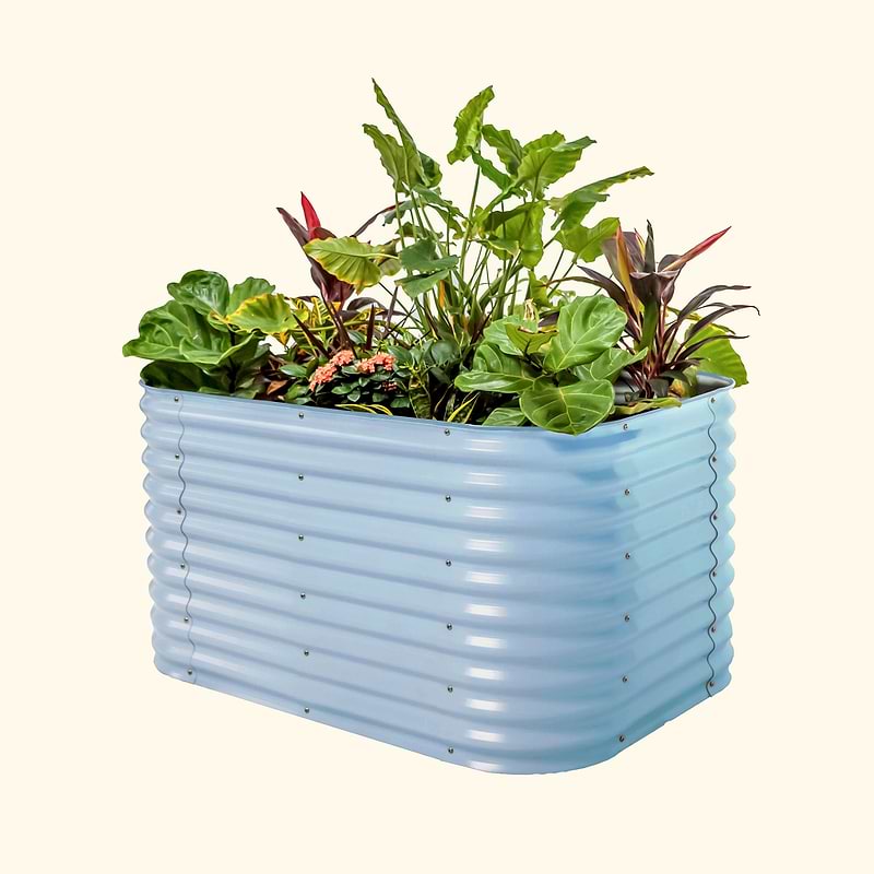 Vego Garden | 32" Extra Tall 6 In 1 Modular Metal Raised Garden Bed Kit | Sky Blue