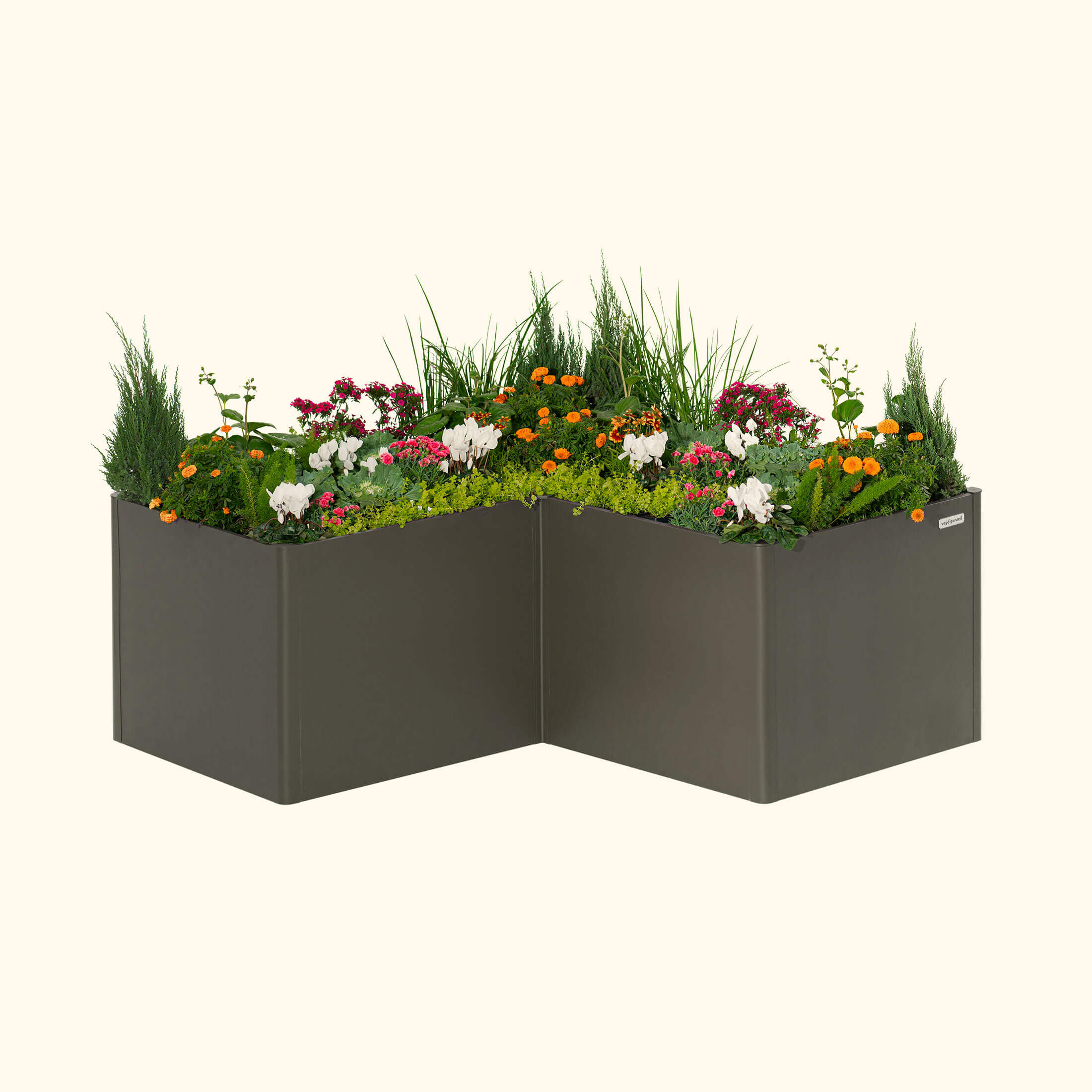 32" Tall Modern 83" x 83" L Shape Metal Raised Garden Bed 