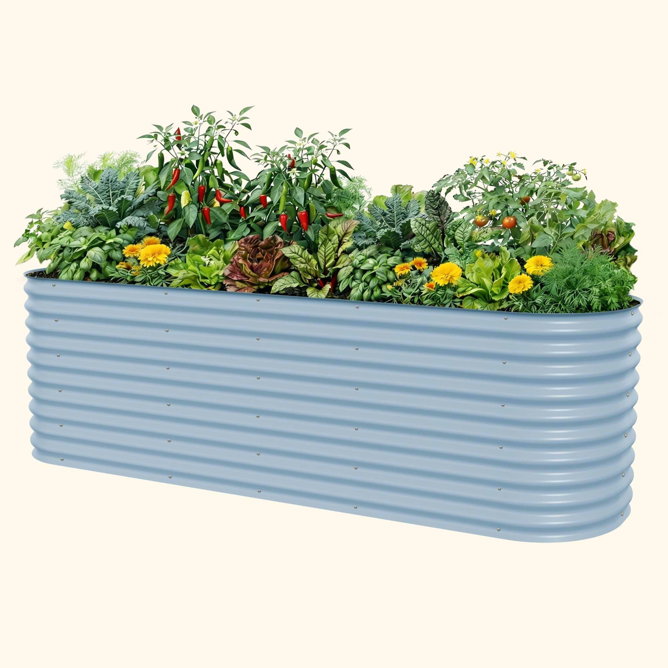 Vego Garden | 32" Extra Tall 10 In 1 Modular Metal Raised Garden Bed Kit | Sky Blue