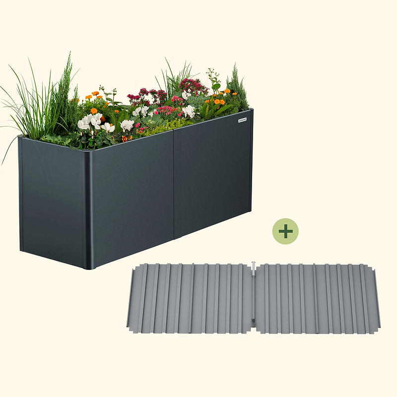 32" Extra Tall Modern 27" x 83" Metal Raised Garden Bed - With Intermediate Floor
