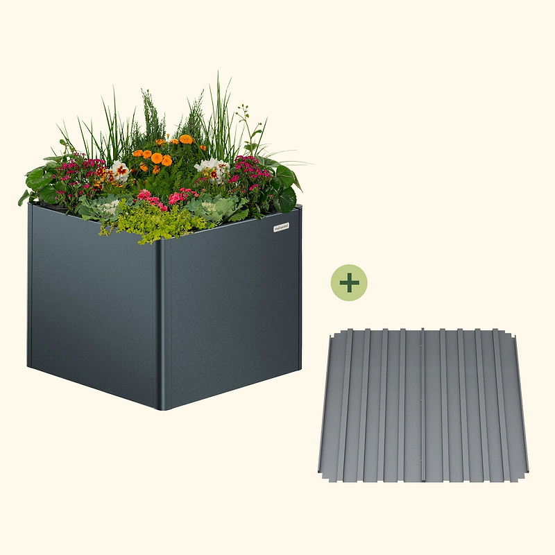 32" Extra Tall Modern 42" x 42" Metal Raised Garden Bed - With Intermediate Floor