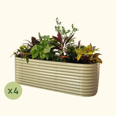 4-Pack 32" Extra Tall 10 In 1 Jumbo Modular Metal Raised Garden Bed Kit
