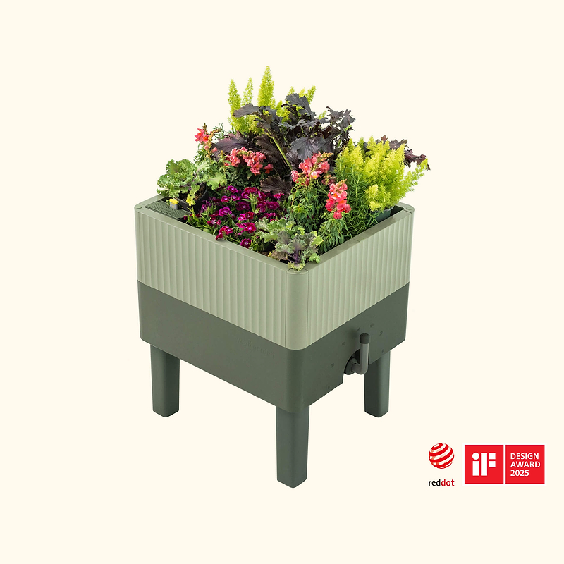 The EZCube Self-Watering Planter 21" x 24" Elevated - Sage Green