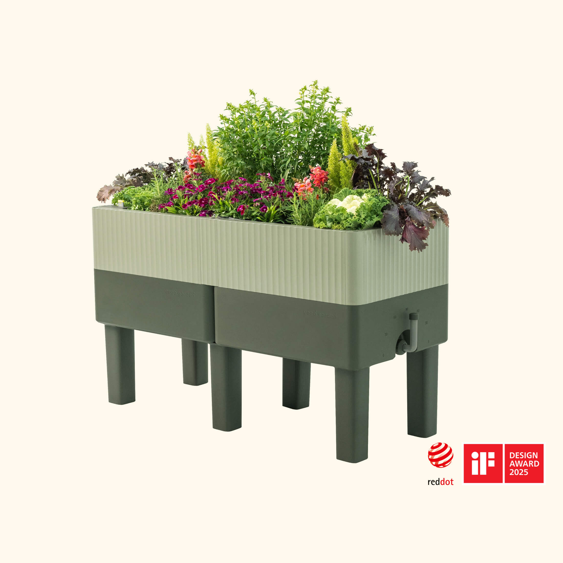 The EZCube Self-Watering Planter 21" x 48" Elevated - Sage Green