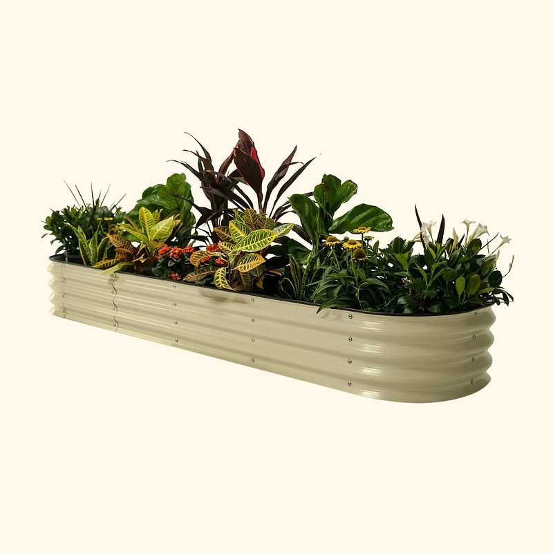 Vego Graden | 11" Tall 9 In 1 Modular Metal Raised Garden Bed Kit Pearl White