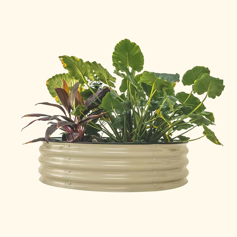 11" Tall 42" Round Modular Metal Raised Garden Bed Kit | Vego Garden | Pearl White