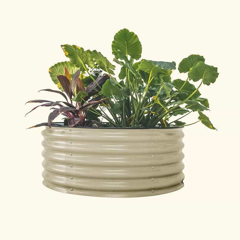 17" Tall 42" Round Modular Metal Raised Garden Bed Kit | Vego Garden | Pearl White