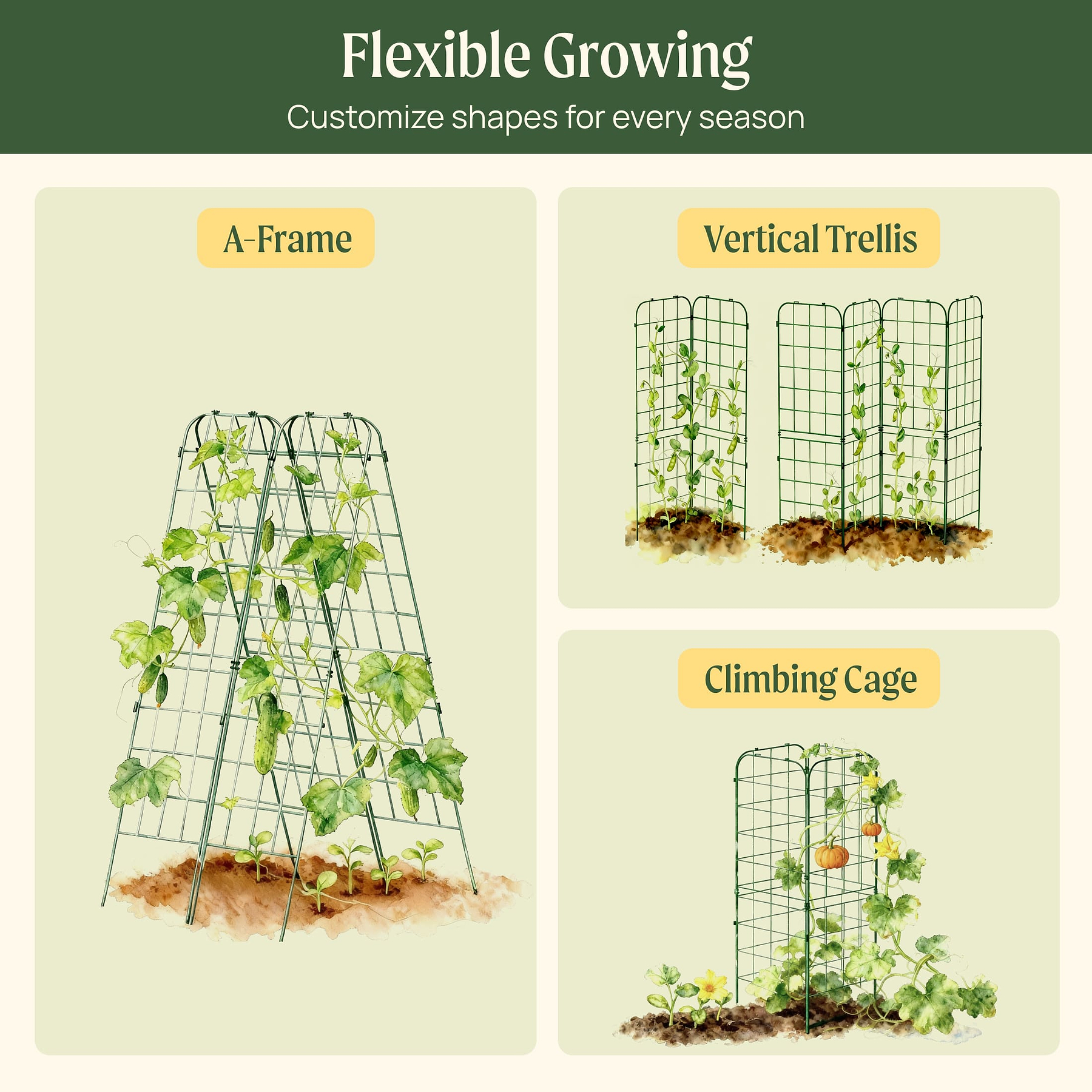 FlexGrow A-Frame Trellis 2-Pack | Garden Support