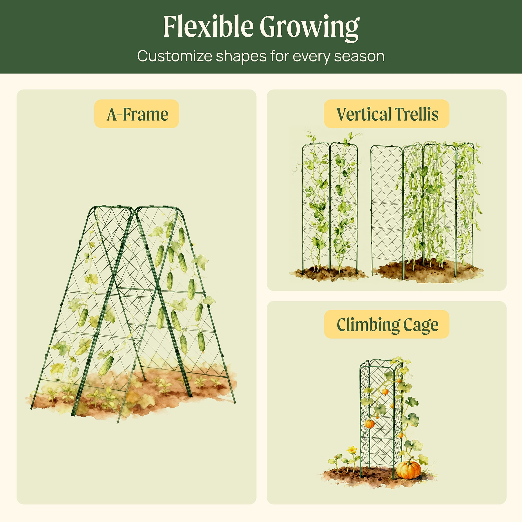 FlexGrow A-Frame Trellis Pro | Heavy-Duty Support - Vego Garden