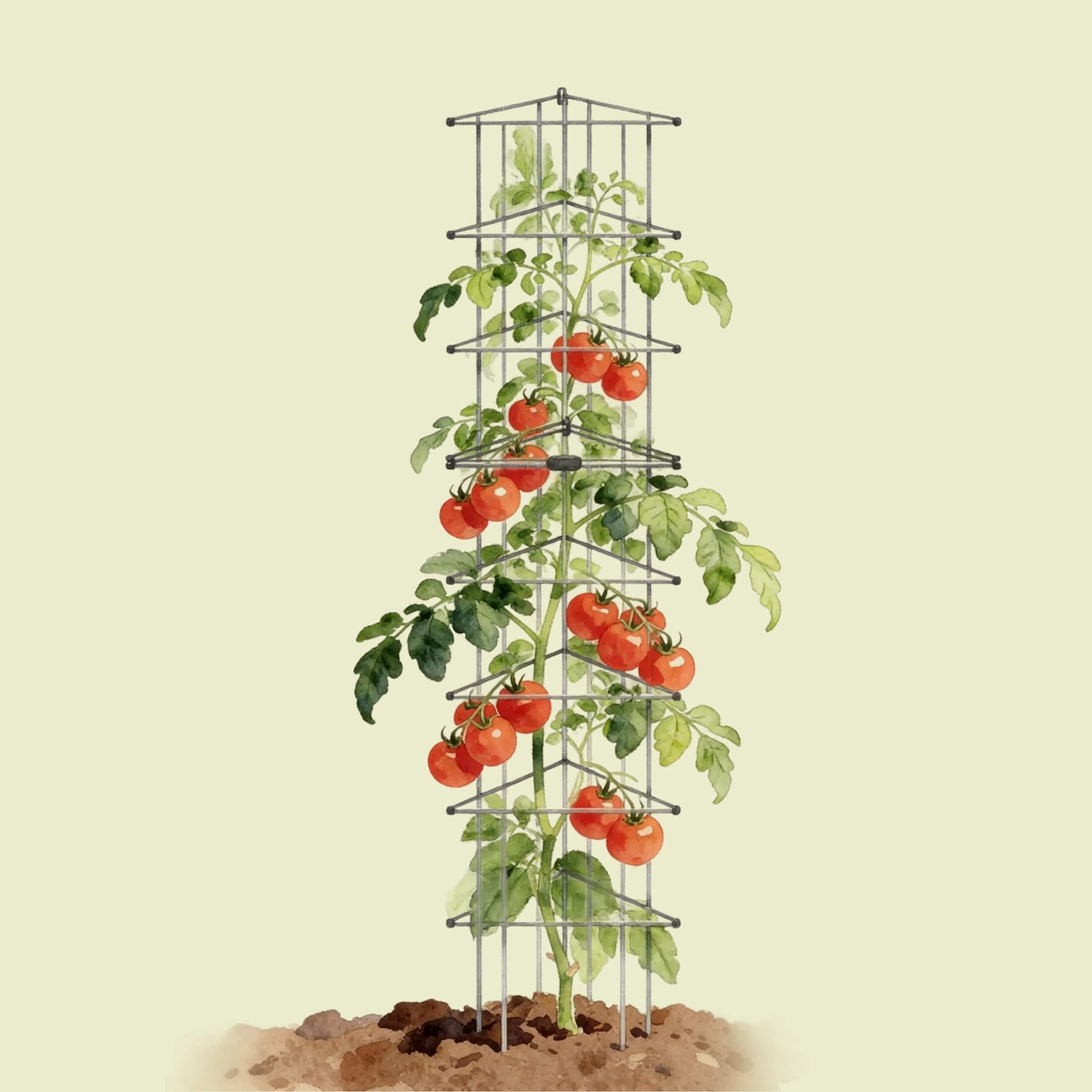 FlexGrow 3-Panel Tomato Cage - Expandable Steel Plant Support