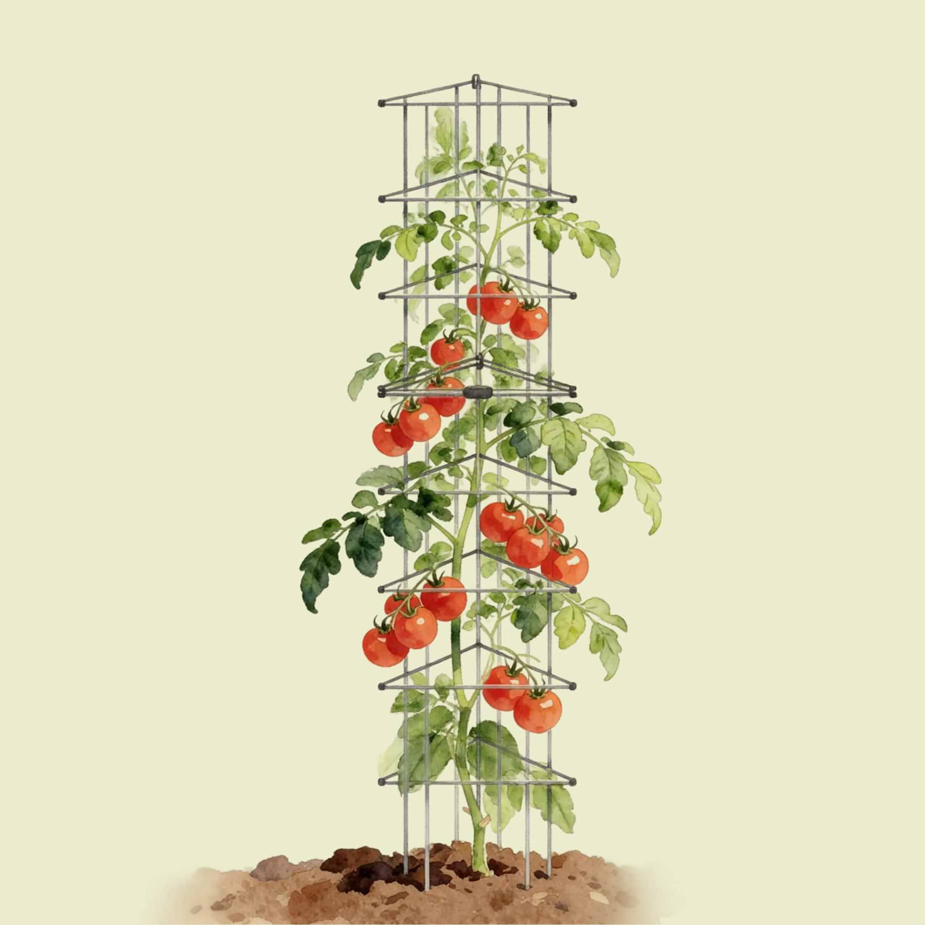 FlexGrow 3-Panel Tomato Cage - Expandable Steel Plant Support