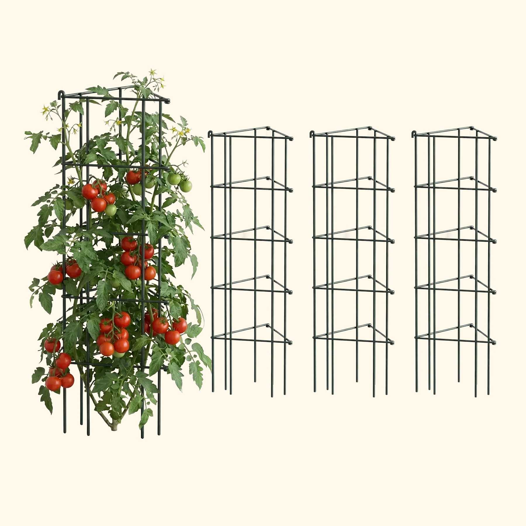 FlexGrow 3-Panel Tomato Cage - Expandable Steel Plant Support