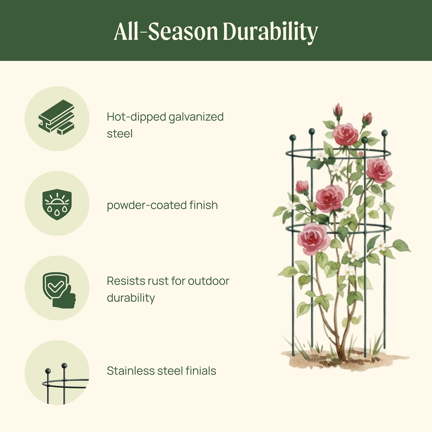 Round Flower Cage (2 Pack) | Sturdy Support for Garden Blooms