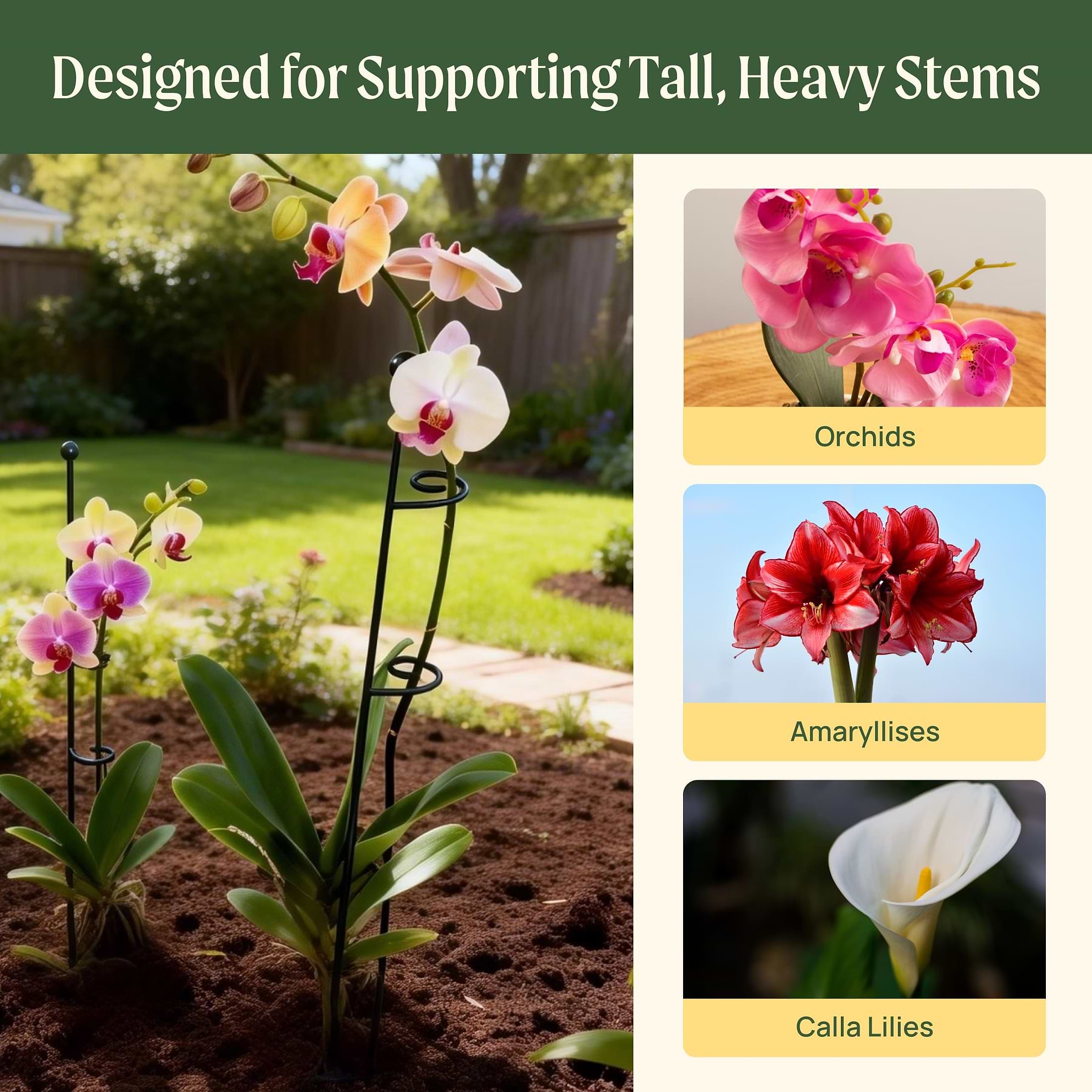 Loop Support Plant Single Stem Plant Support Loop (3 Pack) | Durable Vego Garden