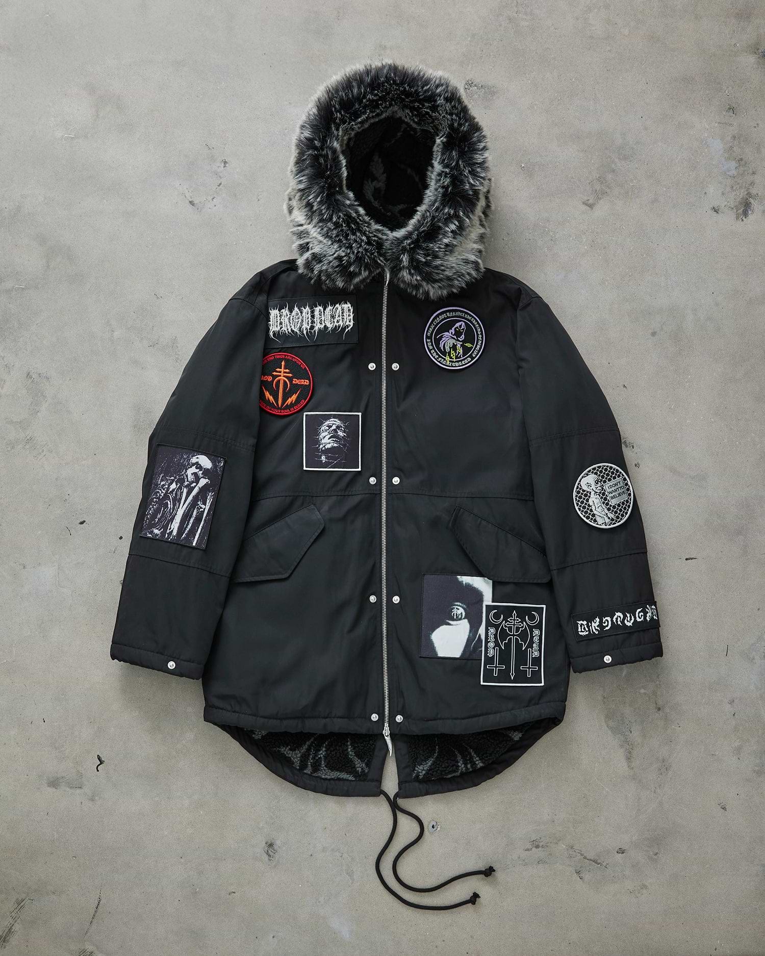 Black Marker Parka Coat