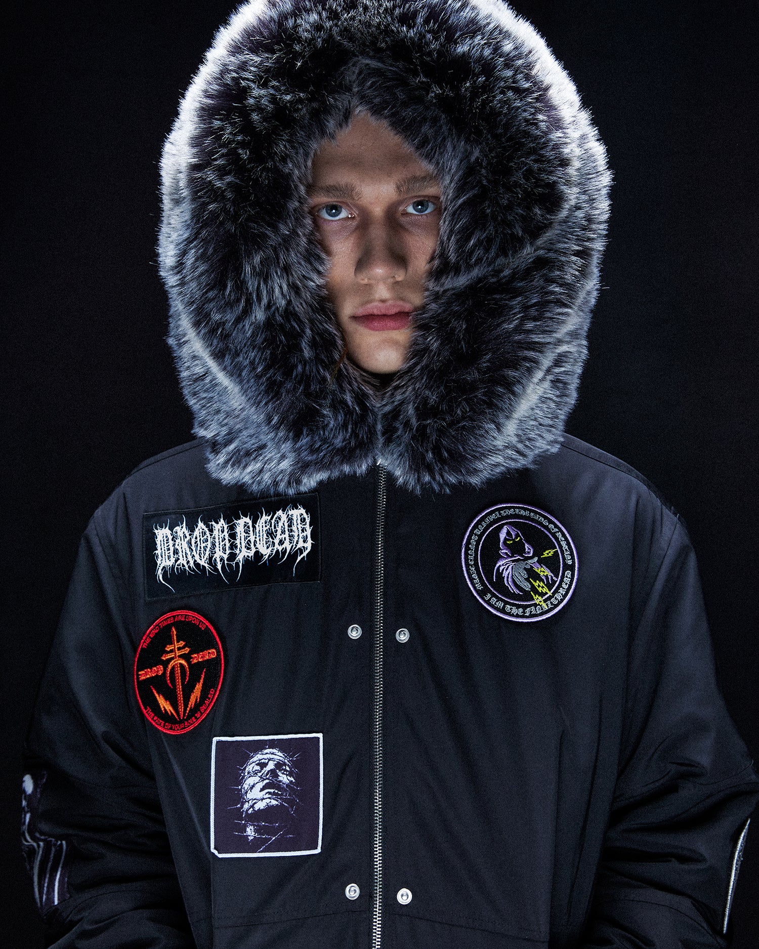 Black Marker Parka Coat