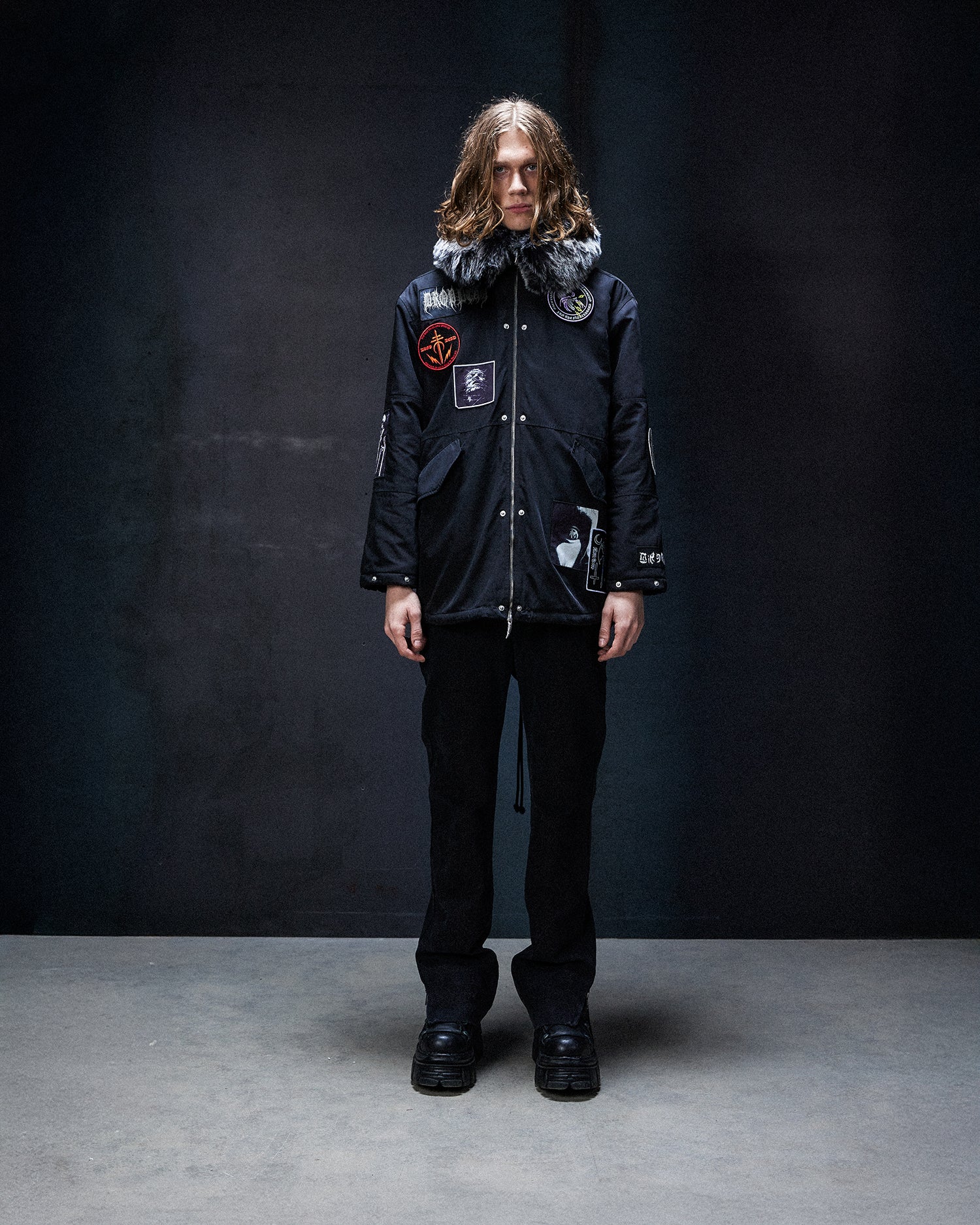 Black Marker Parka Coat