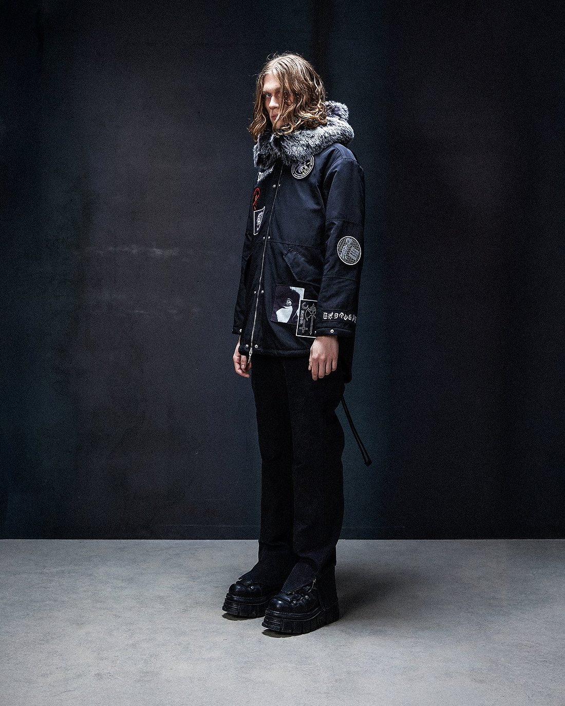 Black Marker Parka Coat