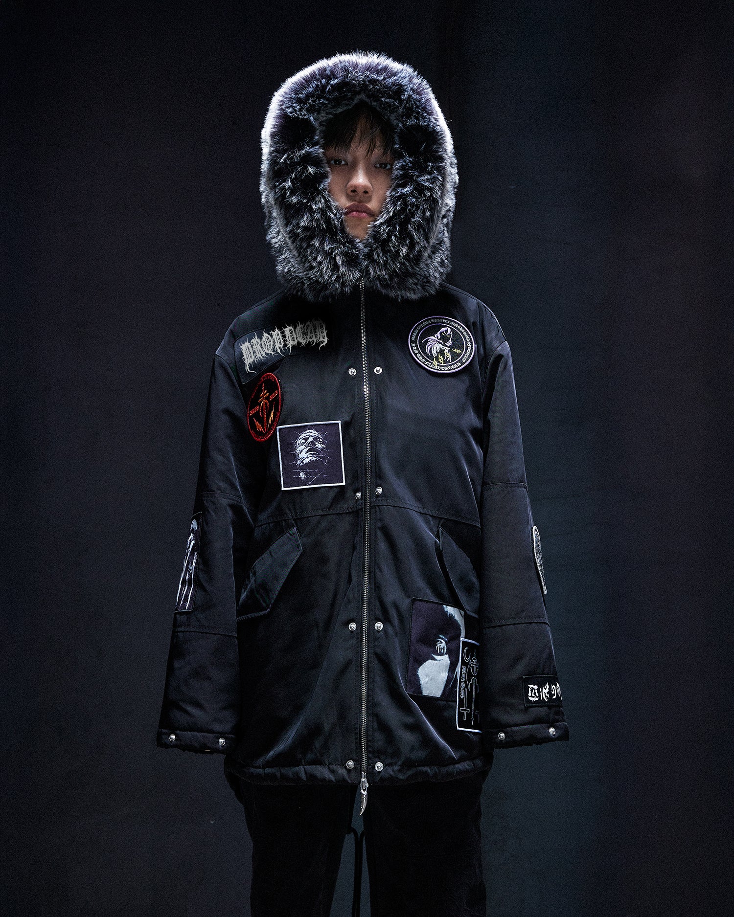 Black Marker Parka Coat